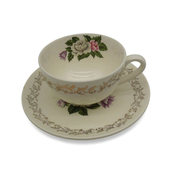 Empire Ware BOUQUET Tea Cup And Saucer 22K Gold Floral England Vintage - Picture 1 of 13
